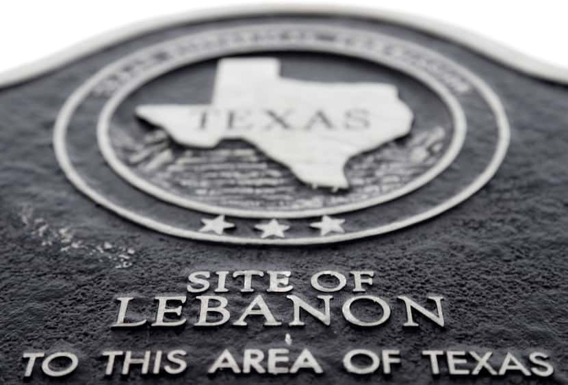 Lebanon Historical Marker near the intersection of Gaylord and Preston Road in Frisco (2015).