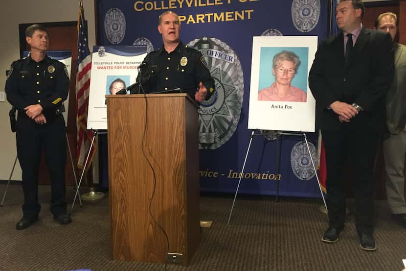 Colleyville Police Chief Mike Holder holds a news conference Feb. 18, 2015  to share...