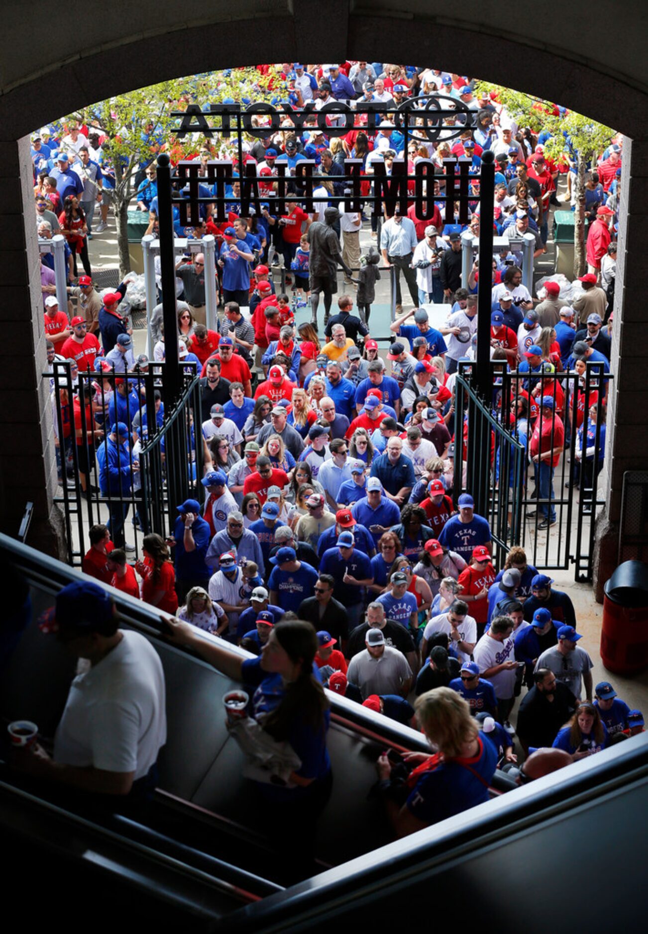 It was slow going as Texas Rangers fans waited to get into Globe Life Park in Arlington for...