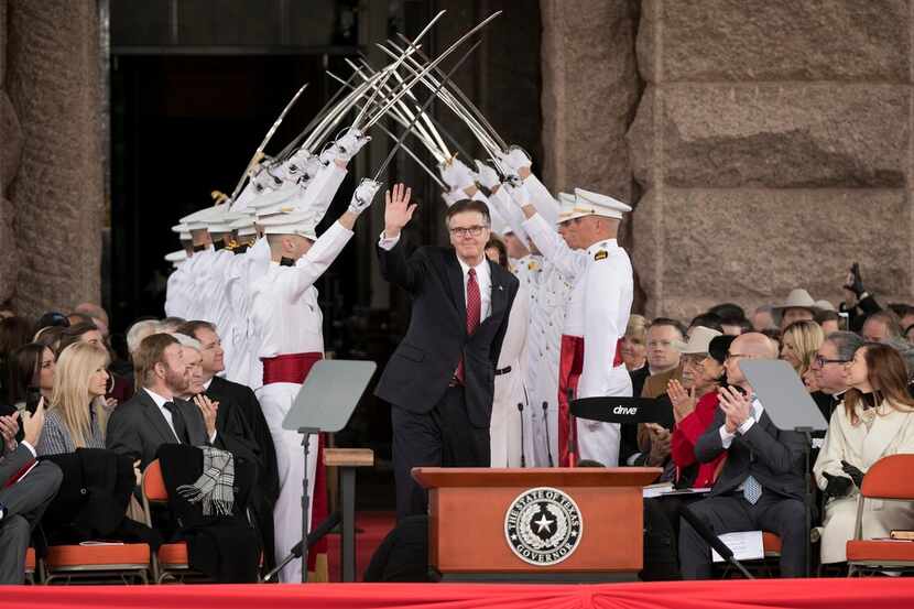 Lt. Gov. Dan Patrick arrives at the oath of office ceremony on Inauguration Day at the...