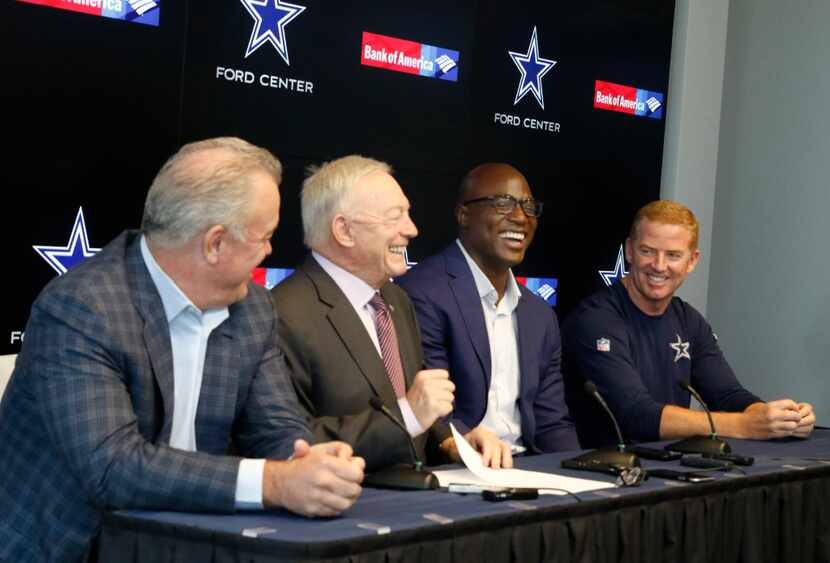 DeMarcus Ware (second from right) was joined by (from left) Dallas Cowboys executive vice...