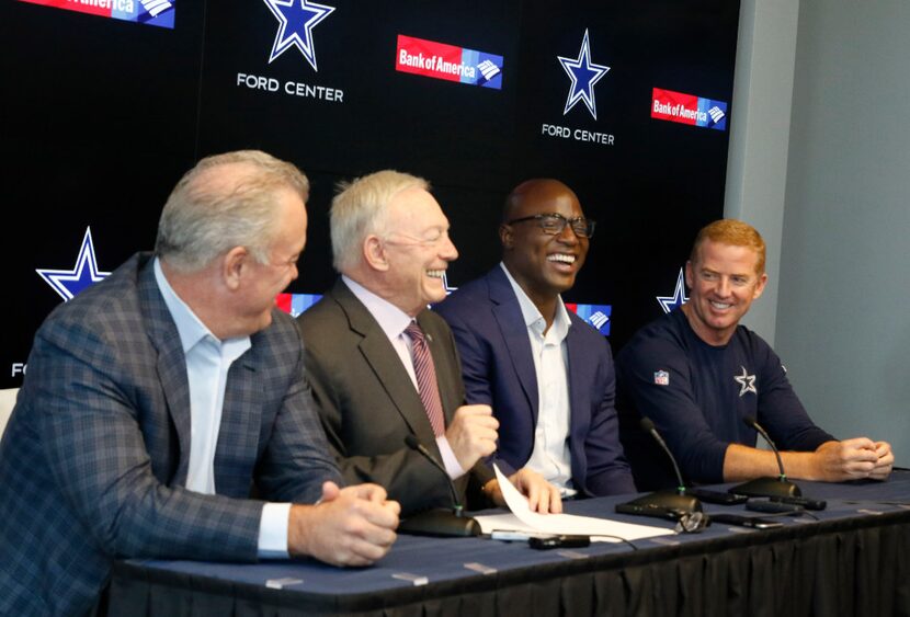 DeMarcus Ware (second from right) was joined by (from left) Dallas Cowboys executive vice...