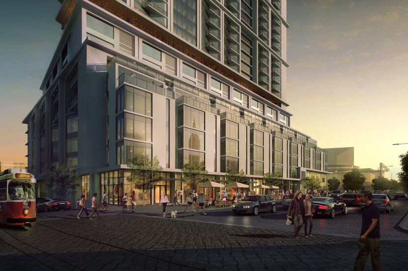 Flora Lofts will sit beneath the Atelier high-rise planned for the Dallas Arts District.