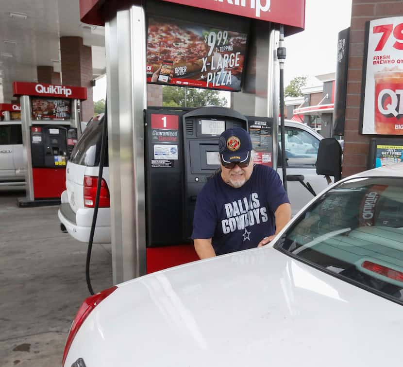 Rudy Garcia Sr. filled his car at a QuikTrip on Zang Boulevard in Dallas on Aug. 30.