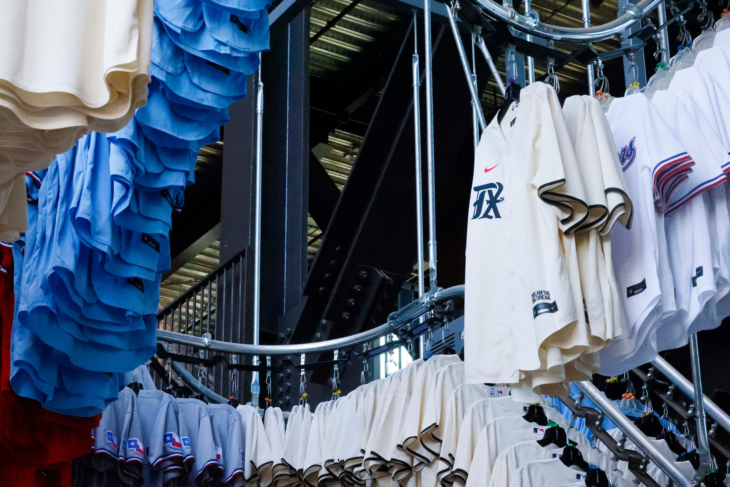 Texas Rangers City Connect jersey remain on sale before a baseball game against Oakland...