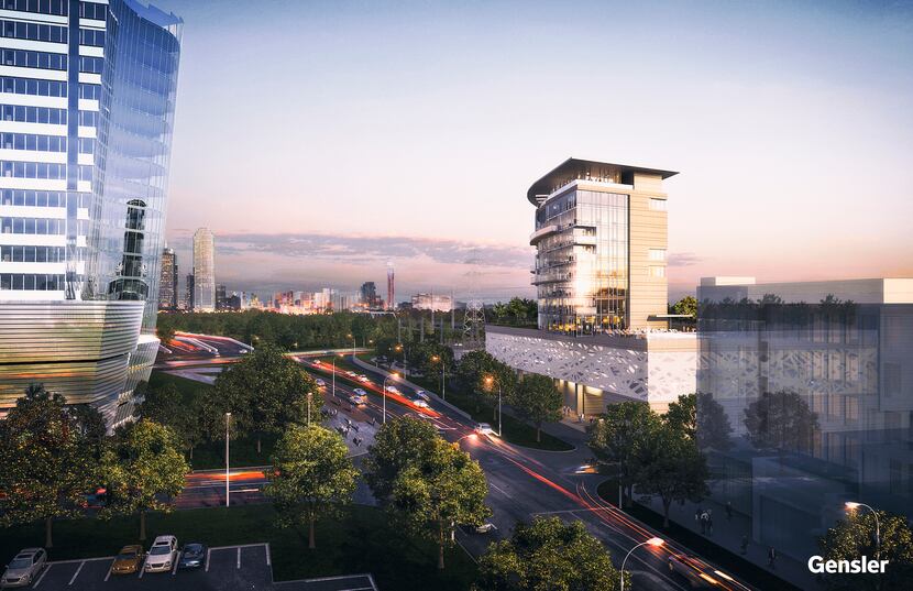 An office tower, on the left, and a hotel are some of the buildings architect Gensler has...