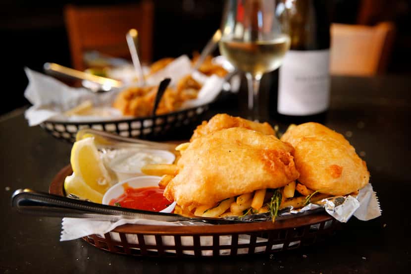 Fish & chips was paired with wines during The Dallas Morning News wine panel tasting at 20...