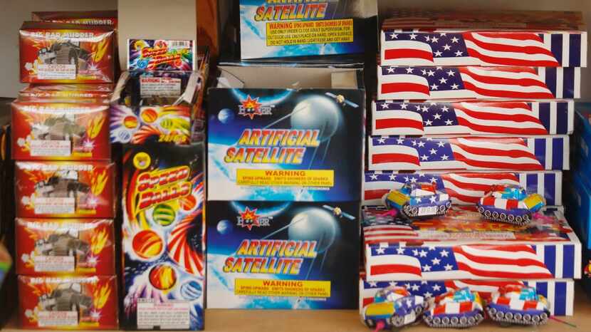 Some of the fireworks available at the Hot Spot Fireworks stand along  FM1187 near the...