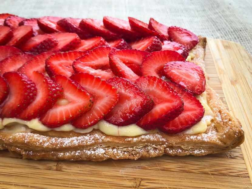 A fresh strawberry tart is easy to make using frozen all-butter puff pastry.