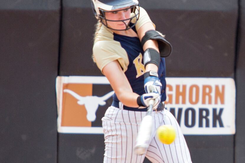 Keller player Courtney Cagle (7) takes a swing at the ball during their game against Deer...