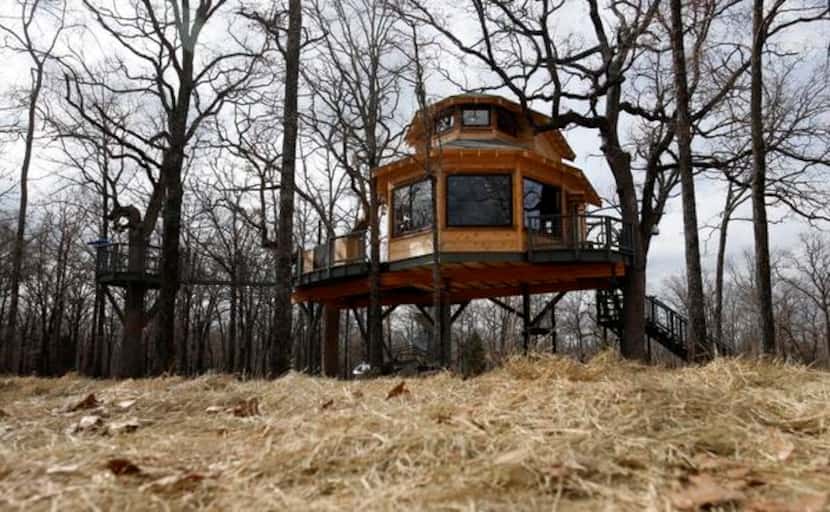 
A treehouse built by Pete Nelson for Bobby and Marty Page in Malakoff, Texas, on Friday,...