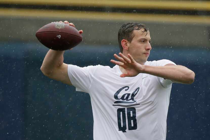 California quarterback Davis Webb throws during NFL pro day in Berkeley, Calif. 