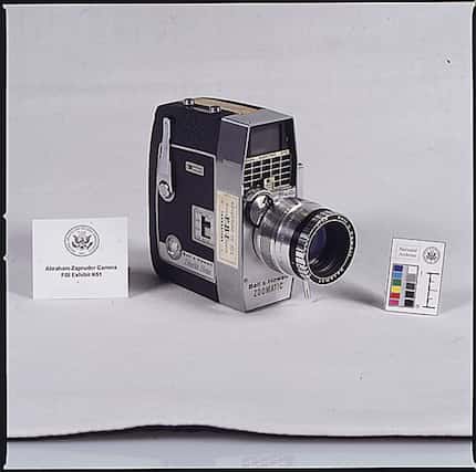 A National Archives photo from the 1960s of the movie camera used by Abraham Zapruder when...