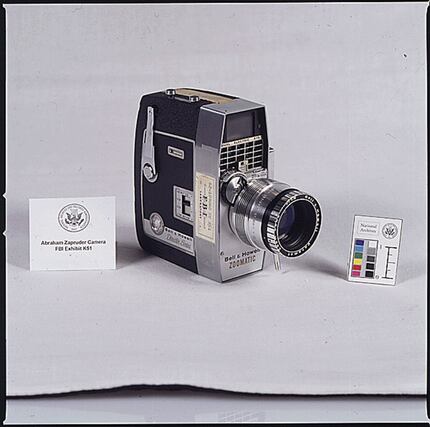 A National Archives photo from the 1960s of the movie camera used by Abraham Zapruder when...