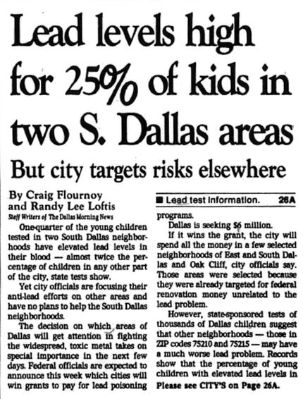 The Flournoy and Loftis article as it appeared on 1A of The Dallas Morning News on Oct. 23,...
