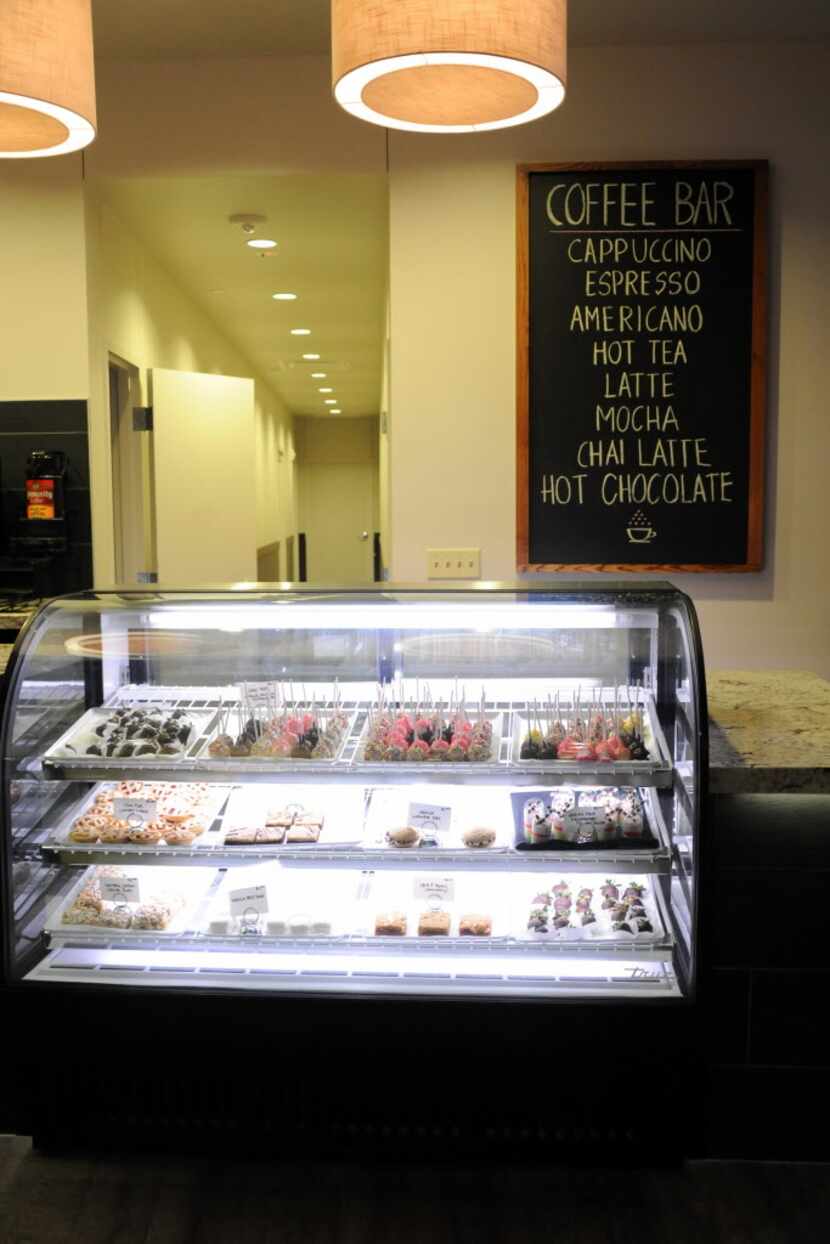 The coffee bar features coffee drinks and small desserts.