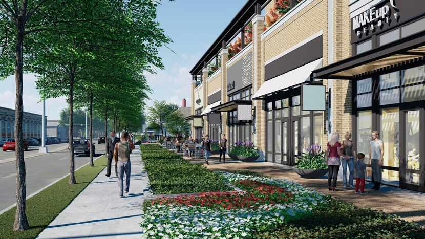 New retail space with a rooftop terrace would be built along Oak Lawn Avenue.