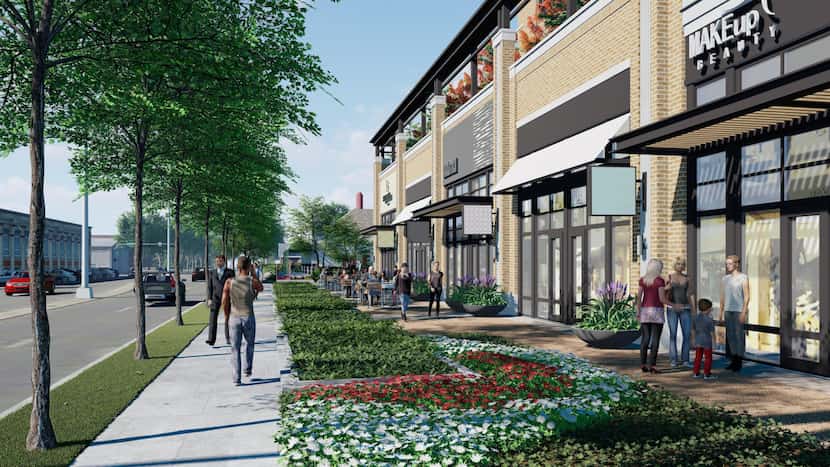 New retail space with a rooftop terrace would be built along Oak Lawn Avenue.