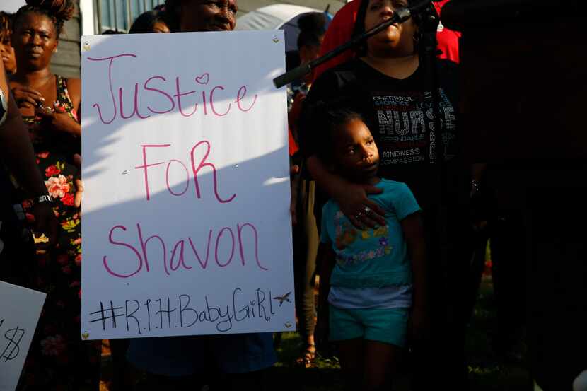 A vigil for Shavon Randle, who was killed and left in an abandoned home in Dallas, was held...