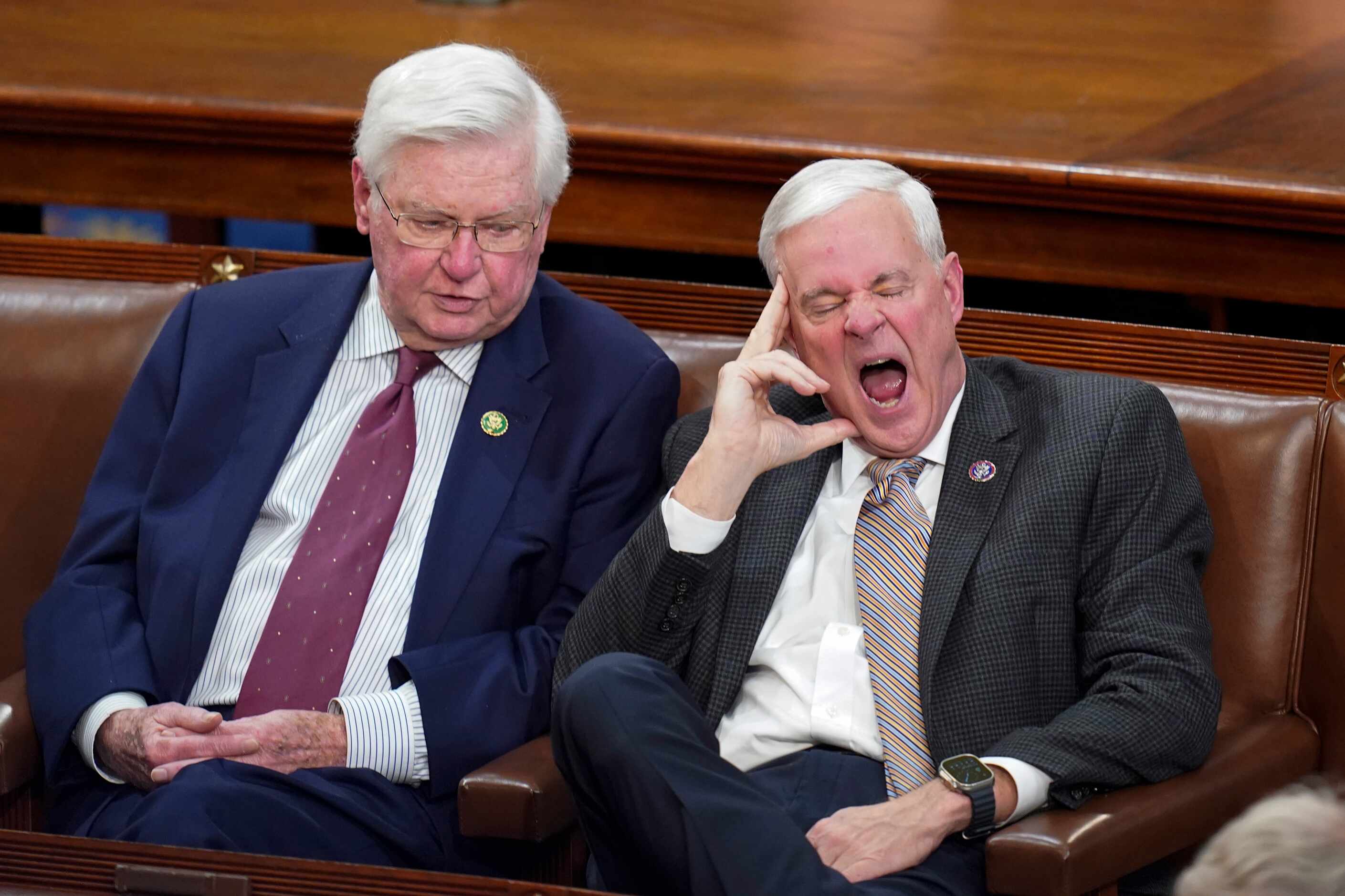 Rep. Hal Rogers, R-Ky., left, and Rep. Steve Womack, R-Ark., listen to the eleventh round of...