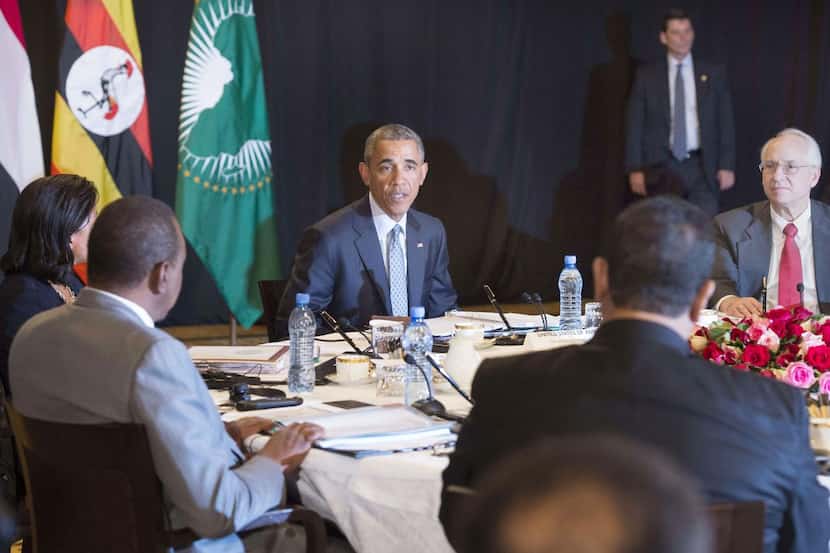 
President Barack Obama and his special envoy Donald Booth (right) met with representatives...