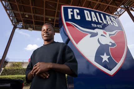 FC Dallas forward Bernard Kamungo poses for a photo at Toyota Stadium in Frisco on Monday,...