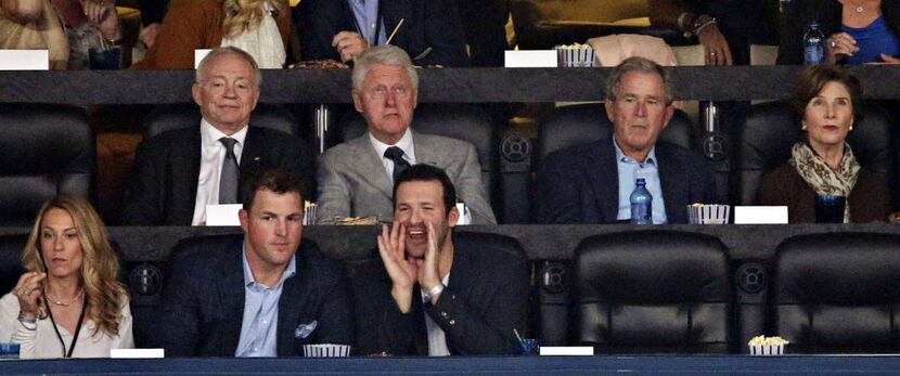 (Top, from left) Cowboys owner Jerry Jones, former President Bill Clinton, former President...