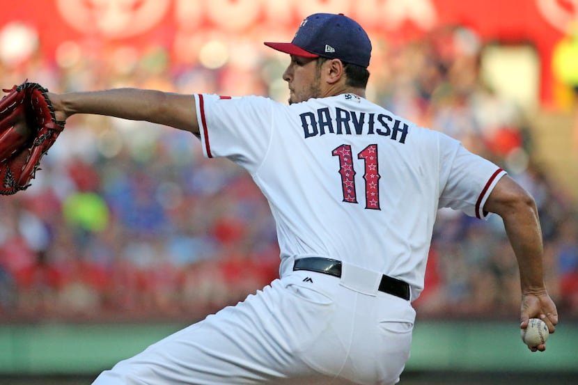 Texas Rangers starting pitcher Yu Darvish (11) is pictured during the Boston Red Sox vs. the...