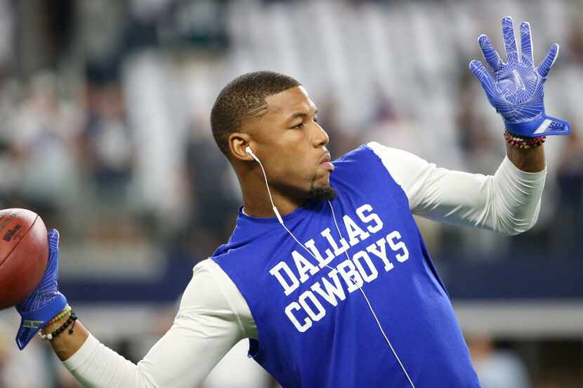 Dallas Cowboys wide receiver Terrance Williams (83) throw the ball before a National...