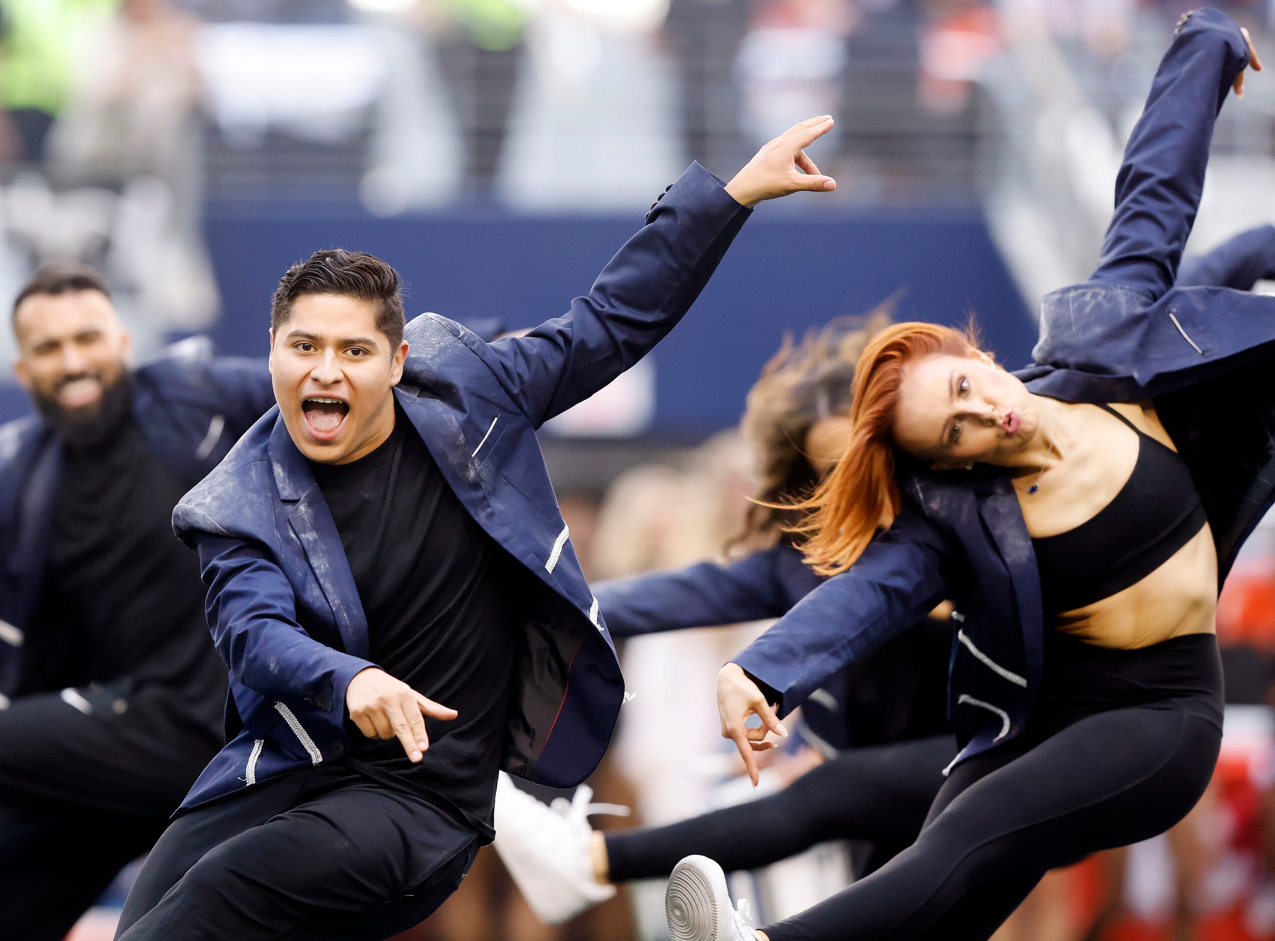 The Dallas Cowboys Rhythm and Blue dancers participated in a Halloween-themed halftime show...