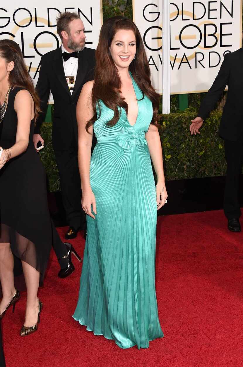 
MISS: Lana Del Rey was a riff on The Little Mermaid  in this teal halter gown.
