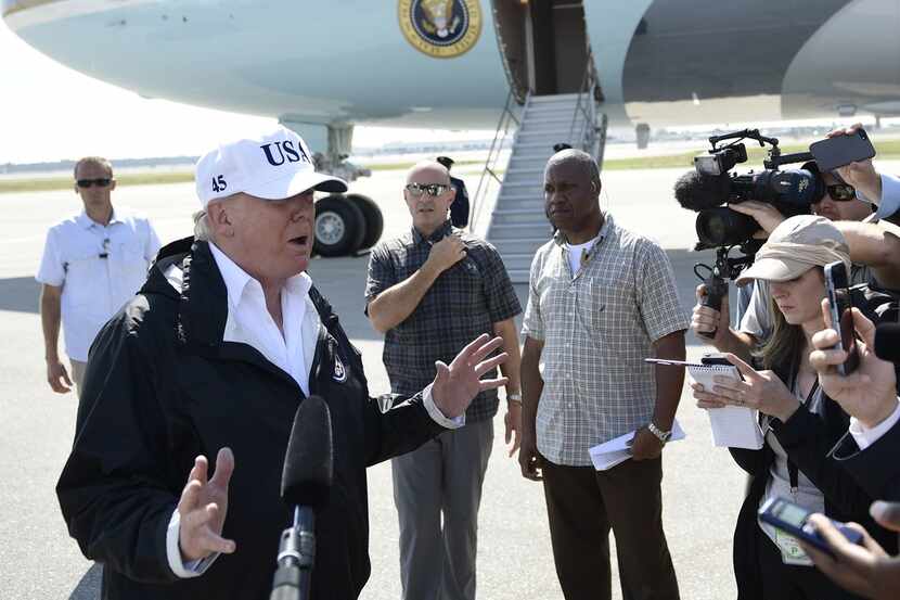 President Donald Trump addressed reporters as he arrived in Fort Myers, Fla., on Thursday....