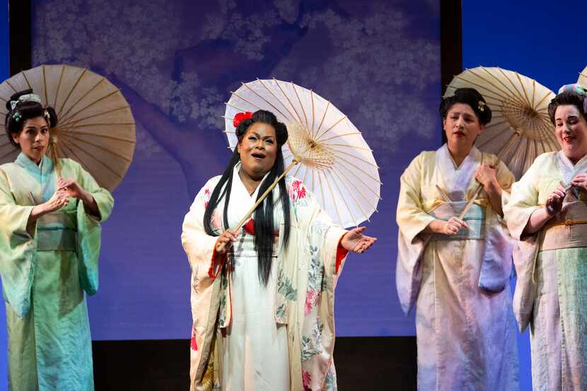 Soprano Latonia Moore (middle) performs as Cio-Cio-San in Dallas Opera's 'Madame Butterfly'...