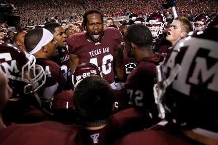 Von Miller led the Texas A&M University Aggies in a pregame rally before facing the Nebraska...