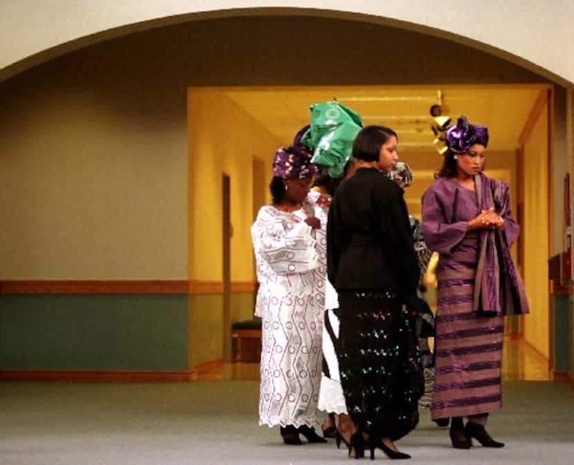 Students and teachers modeled dresses inspired by African designs at a Juneteenth Fashion Show.