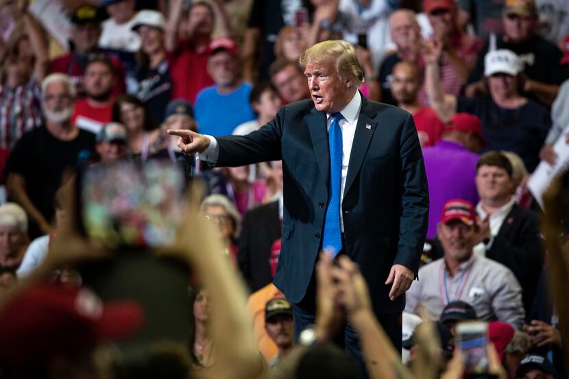 President Donald Trump was cheered at a rally Tuesday in Southaven, Miss.