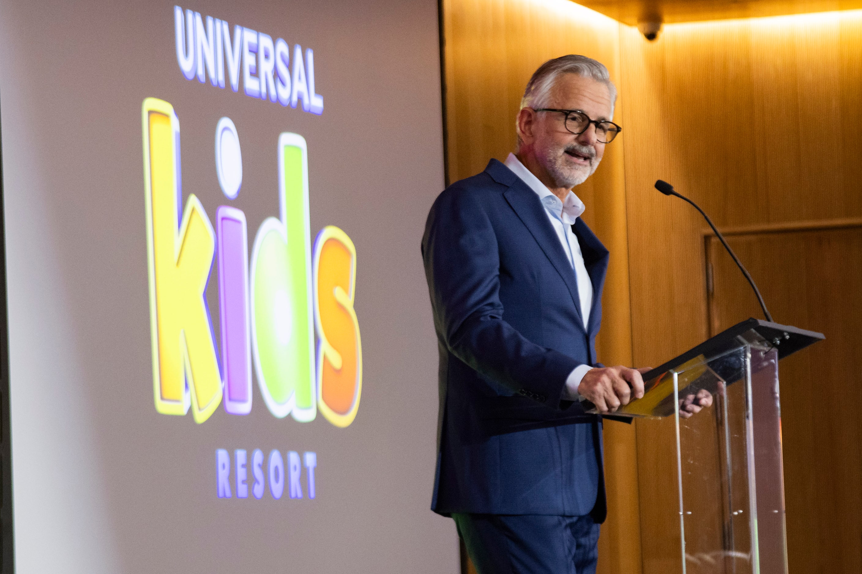 Mark Woodbury, chairman and CEO of Universal Destinations & Experiences, announces the name...