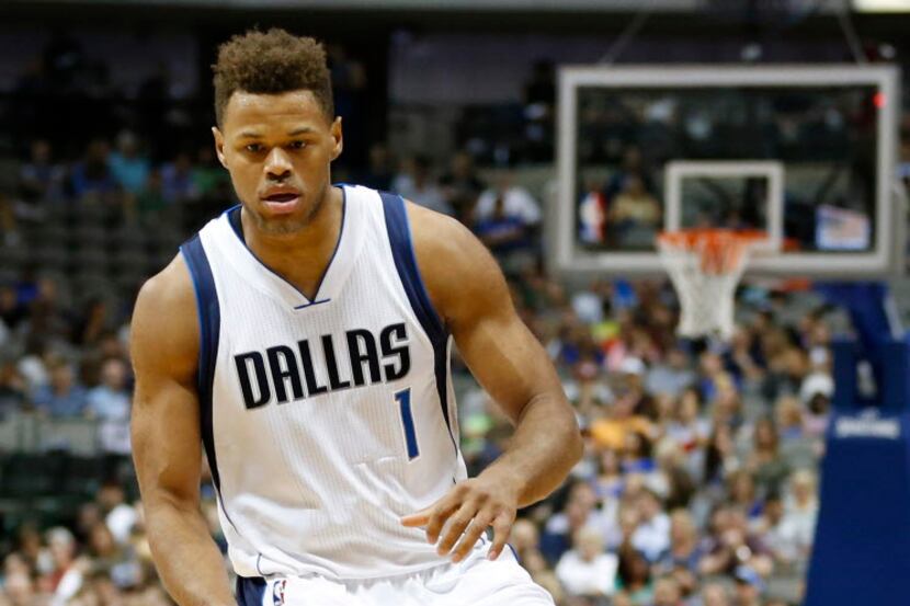 Dallas Mavericks guard Justin Anderson (1) during the first half of play in a preseason game...