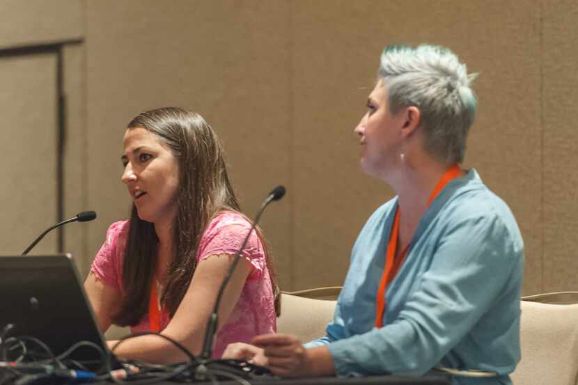 Rachel Farnsworth (left) and Ashlee Marie Prisbrey spoke at a panel discussion, How to...