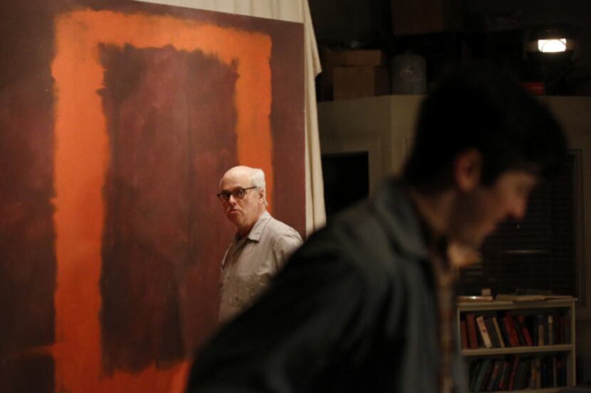 Kieran Connolly (background), as Mark Rothko, and Jordan Brodess, as Ken, rehearse the...