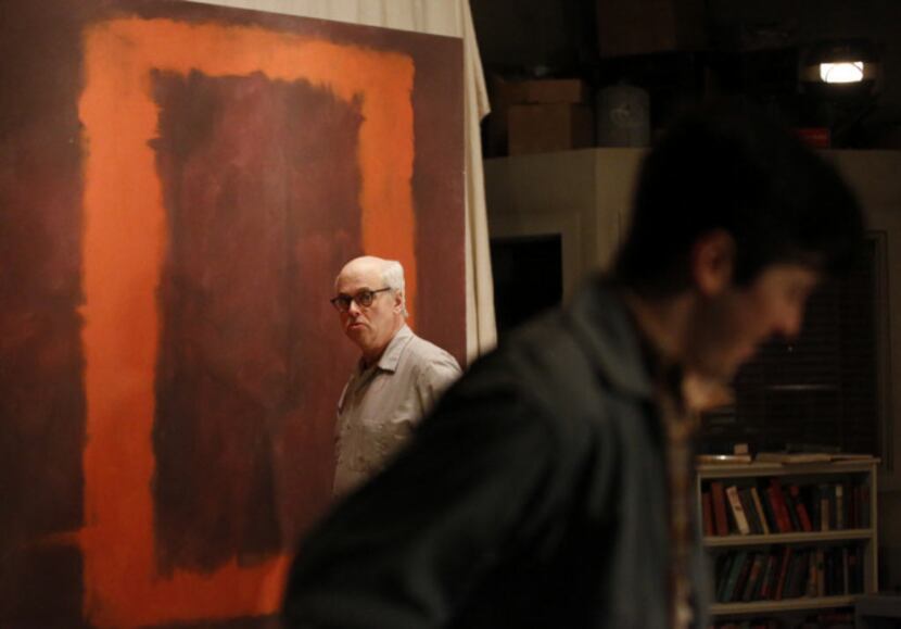 Kieran Connolly (background), as Mark Rothko, and Jordan Brodess, as Ken, rehearse the...