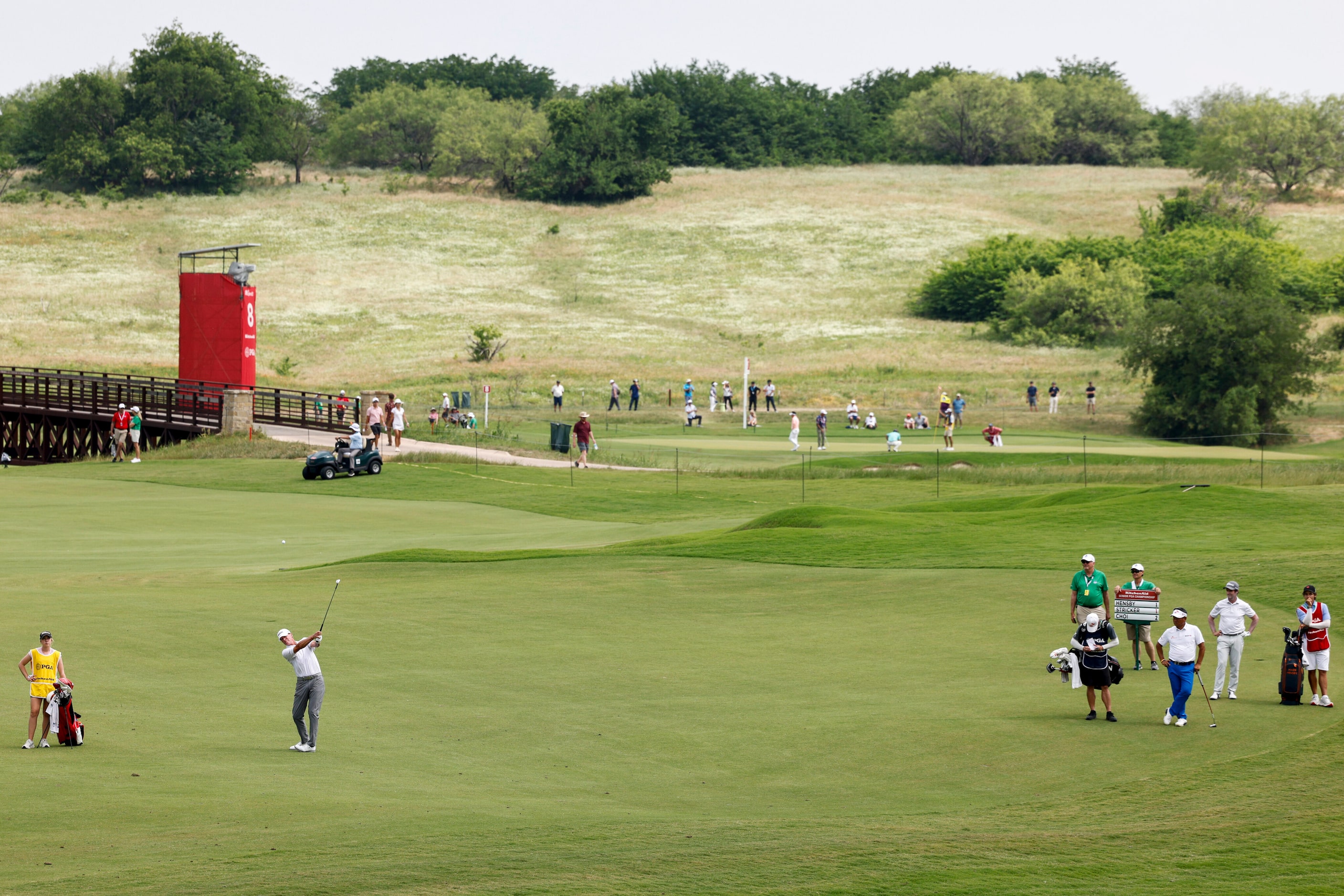 Steve Stricker of the United States hits from the 18th fairway during the first round of the...