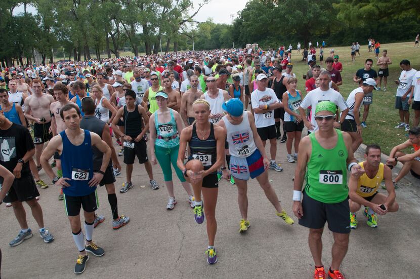 Runners wait for the start of the Hottest Half at Norbuck Park on Sunday, August 12, 2012    