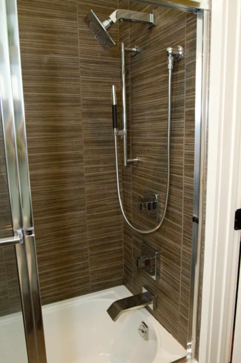 Daltile's Veranda Tones porcelain tiles were used to line a shower stall in on ABC's ninth...
