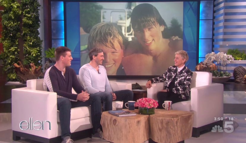 Bryan, left, and Bradford Manning with Ellen DeGeneres on her show that aired Jan. 4, 2017.