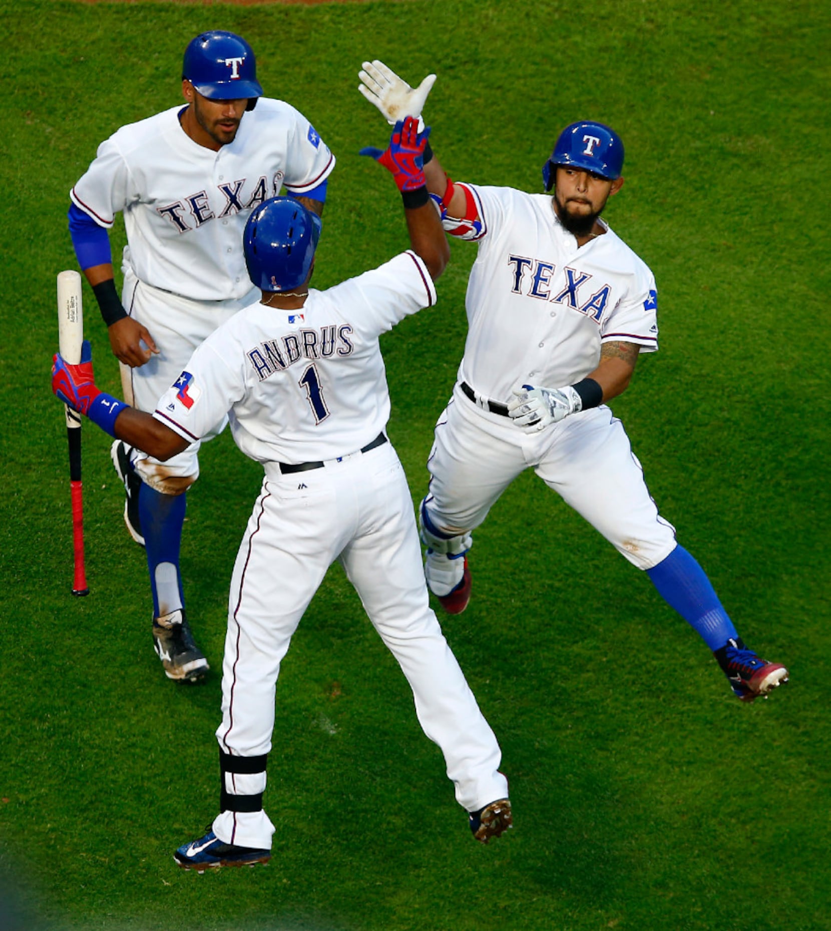 MLB Men's Texas Rangers Elvis Andrus White Home Short Sleeve 6