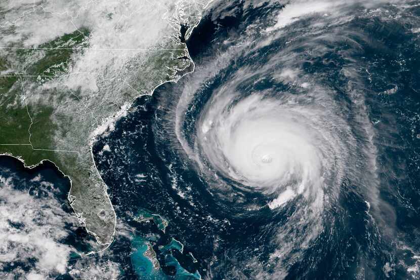 In this satellite image, Hurricane Florence churned through the Atlantic Ocean toward the...