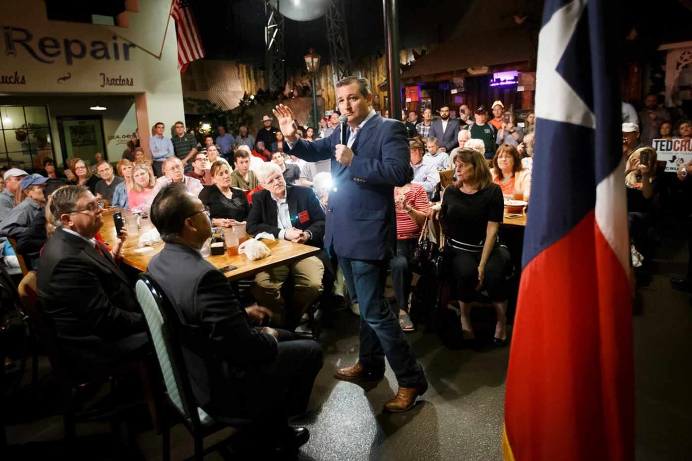 Sen. Ted Cruz addressed supporters during a campaign event at Babes Chicken Dinner House in...