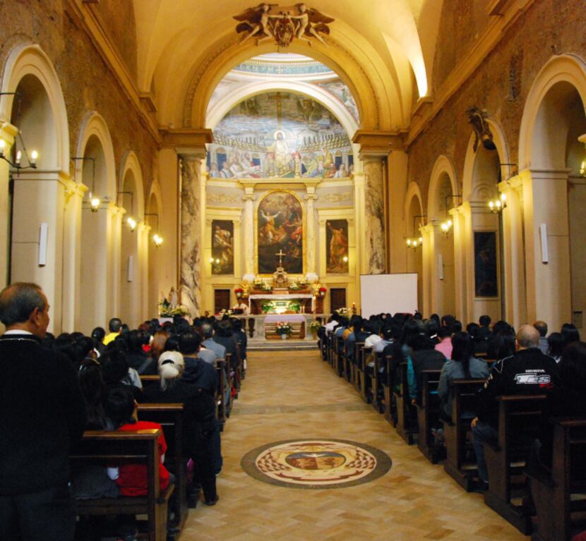 Mass is underway on a Sunday morning at Santa Pudenziana church in Rome, which these days...