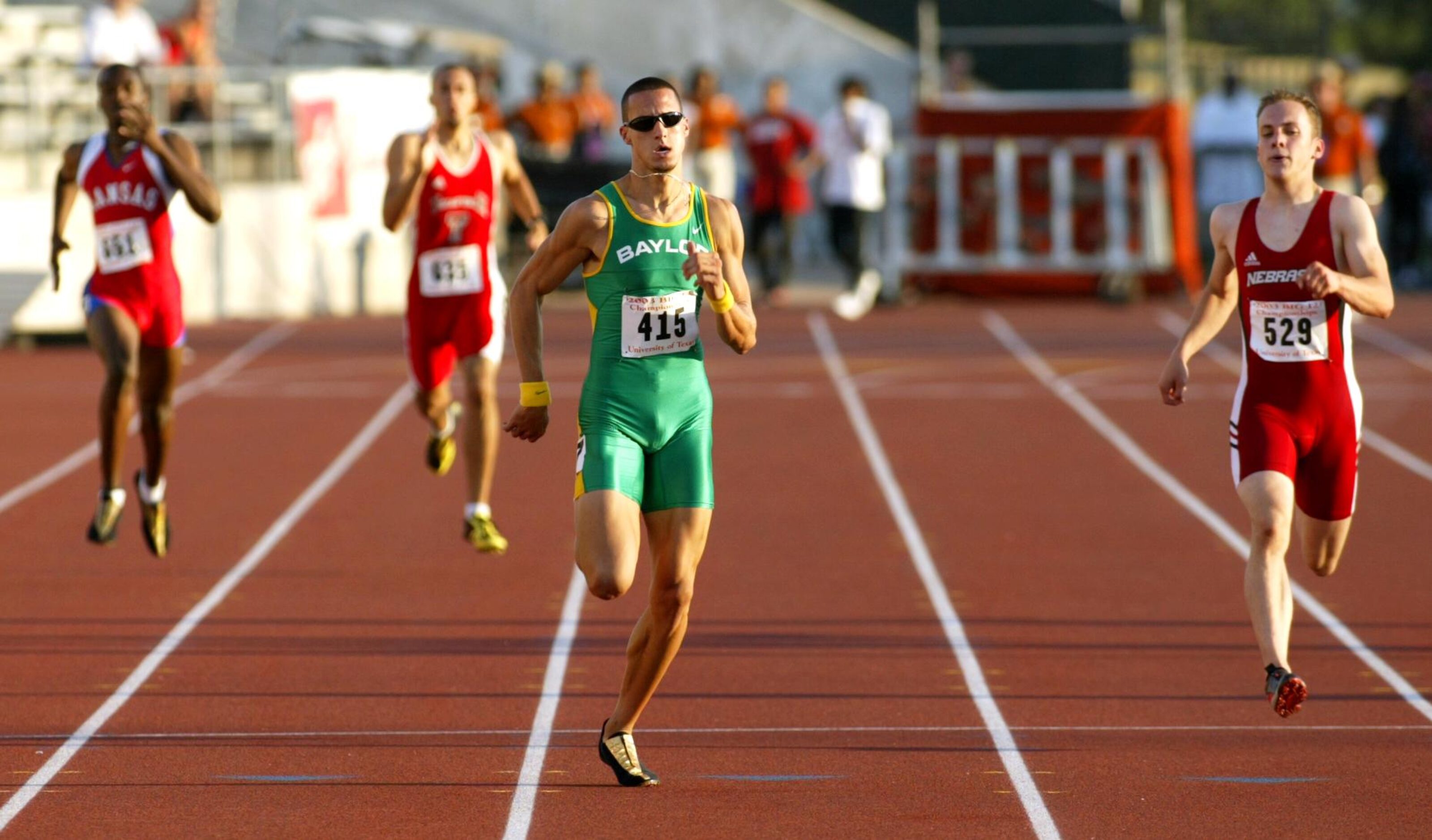 From 2003: Jeremy Wariner of Baylor (lane 7) wins his preliminary heat in the men's...